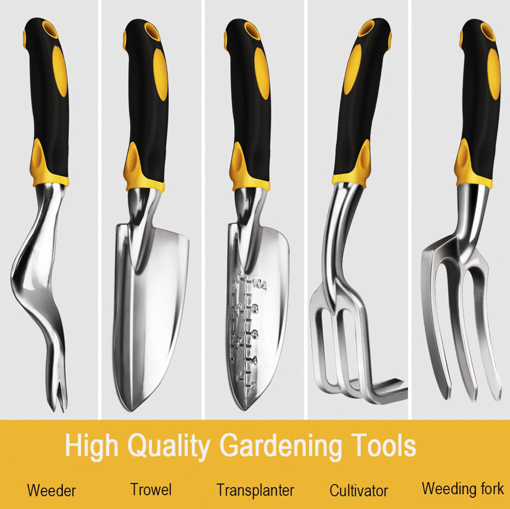 Herramientas de jardinería: paleta de mano, rastrillo, cultivador, desmalezador con mango ergonómico, herramientas de jardinería para césped, tierras de cultivo, trasplante, bonsái.