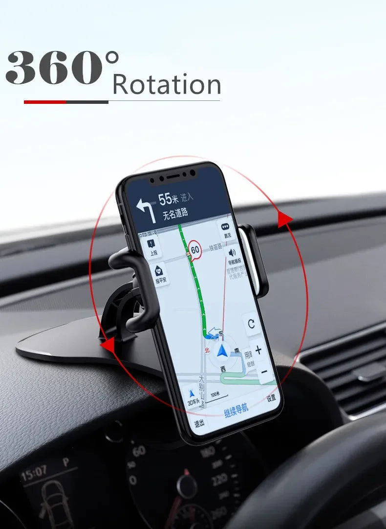 Soporte para teléfono de coche giratorio 360°, soporte universal para celular, soporte para salpicadero de coche con agarre automático, soporte fijo para teléfono móvil