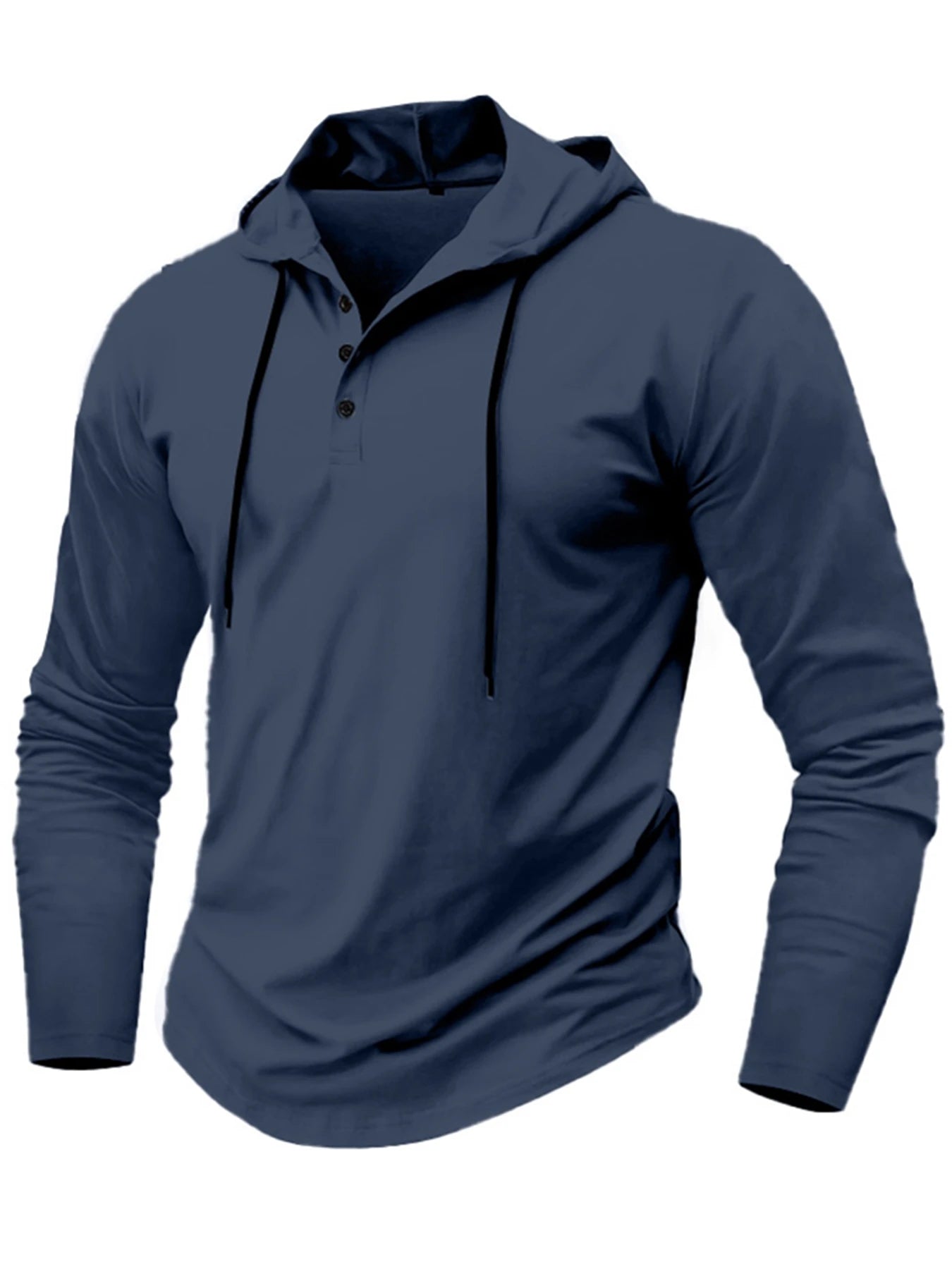 Sudadera con capucha deportiva para hombre, ajustada, de manga larga, con cordón, transpirable, informal