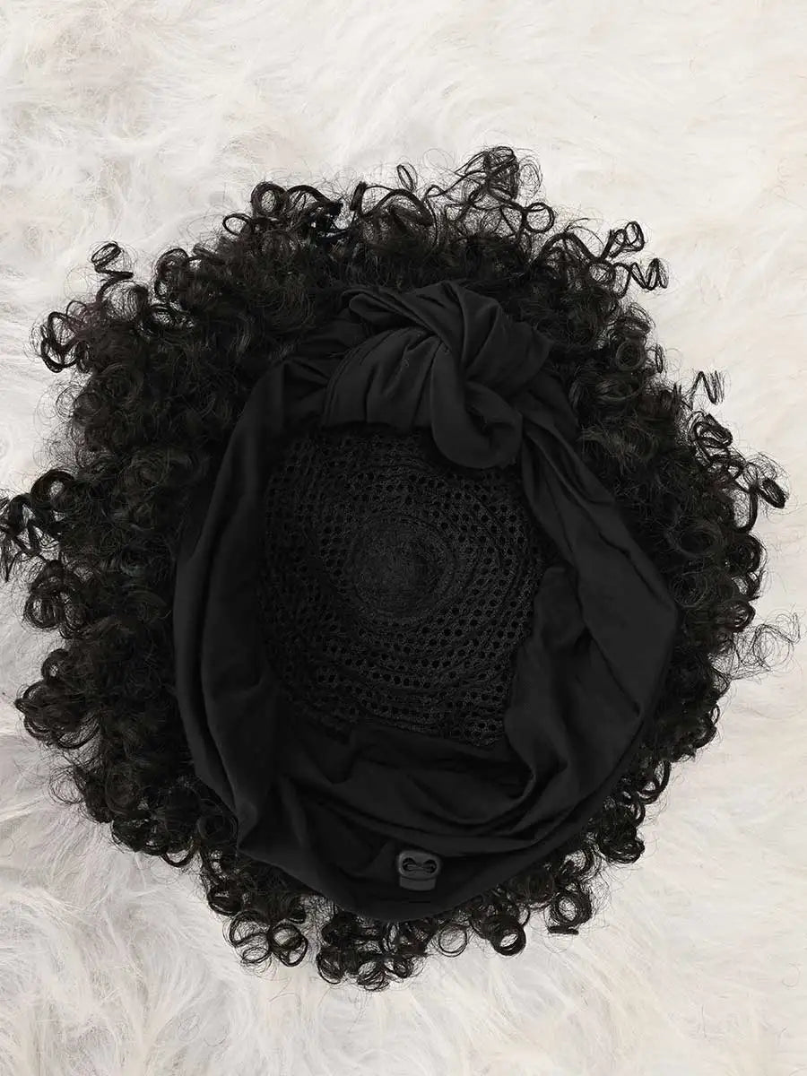 Pelucas de diadema para mujer Afro Kinky Curly Peluca con pelo corto sintético Pelucas con diadema adjunta Pelucas tipo pañuelo rizadas Kinky Curly Dia