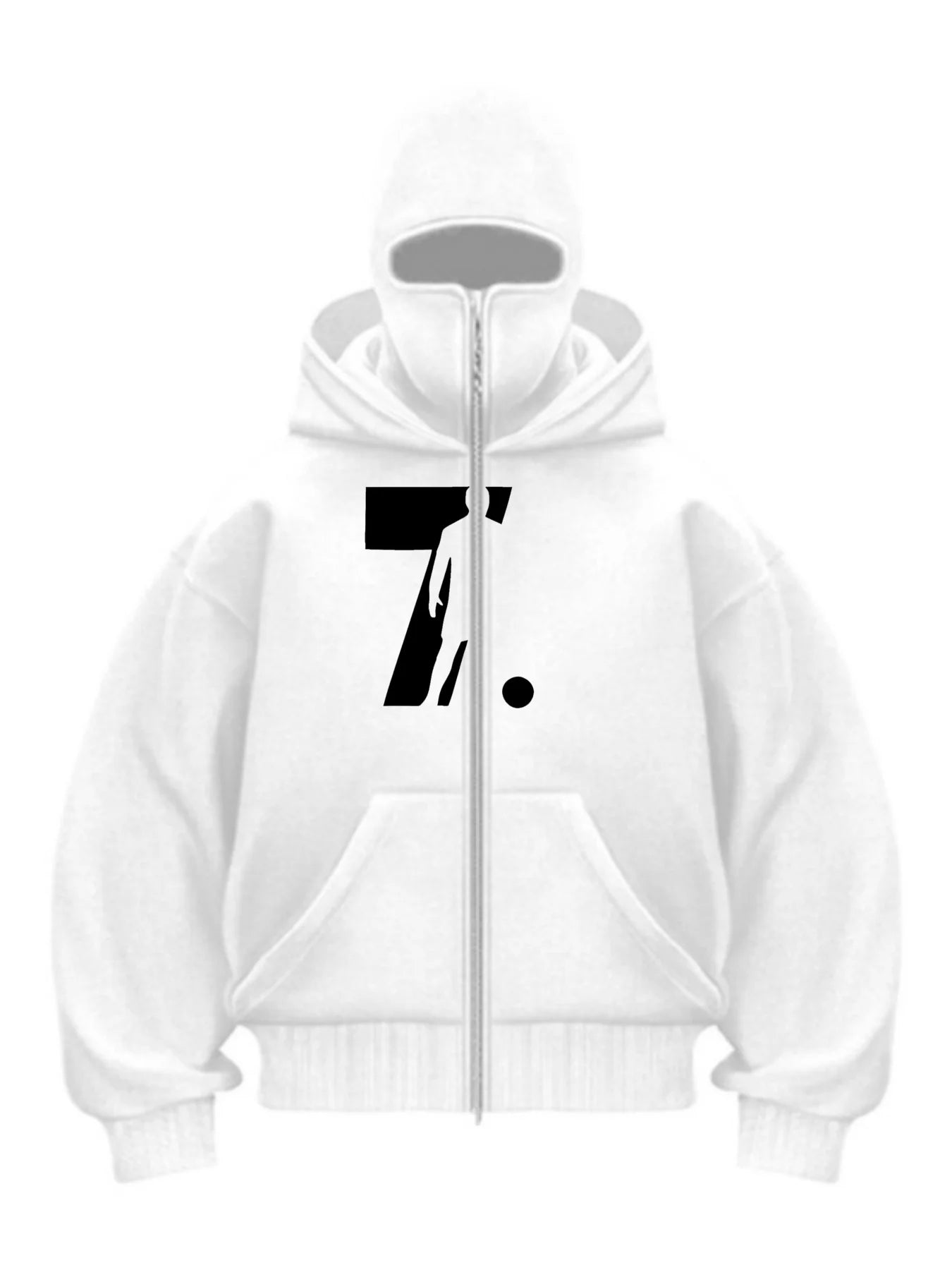 Balaclava Men Zip Hoodie Winter Warm Casual Sweatshirt Y2K with Hooded Face Mask Zipper Design Sports Jacket Outdoor Activities