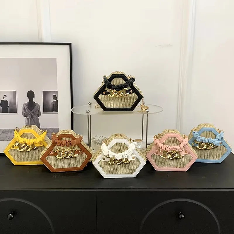 Straw Chain Shoulder Bag