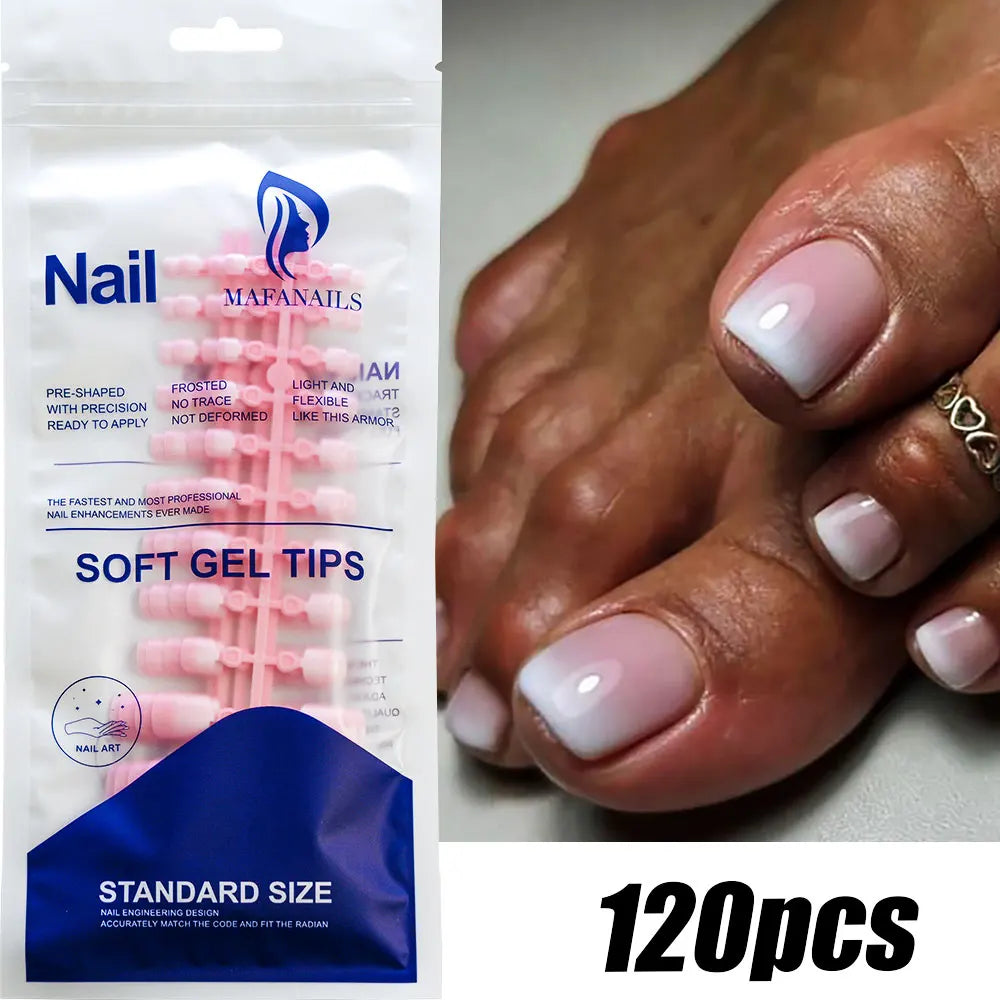 120 Uñas postizas acrílicas hechas a mano con diseño de ataúd de color rosa ombré, brillo, diseño degradado, artificiales