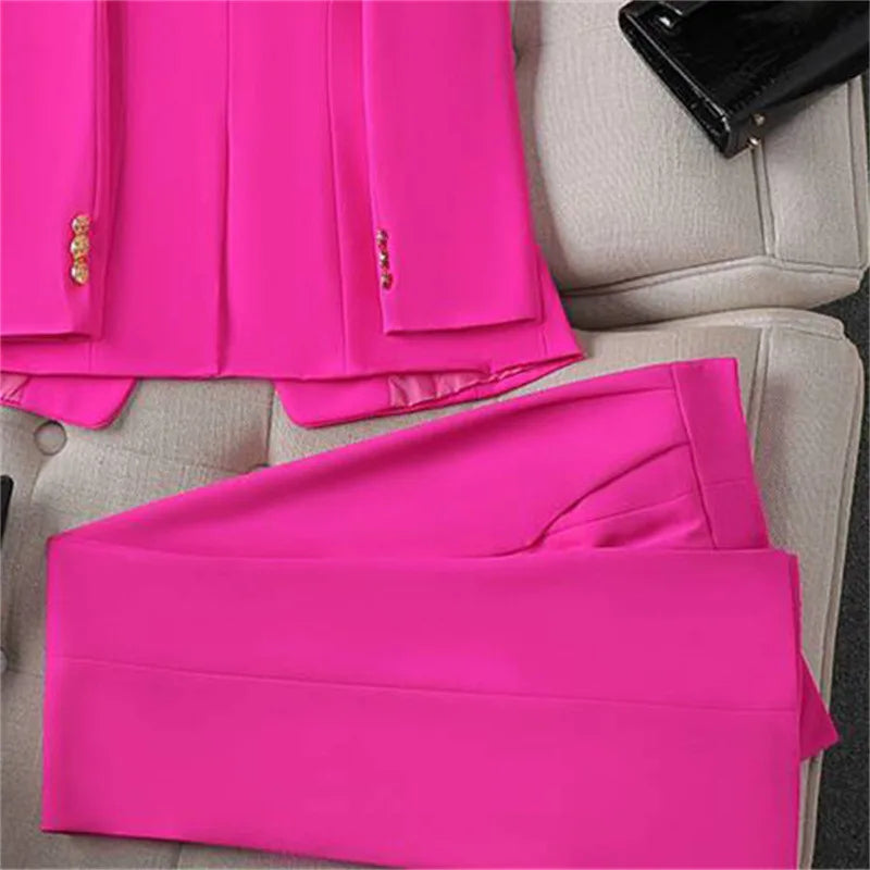 Conjuntos de blazer de manga larga casual y pantalón para mujer, trajes de moda de 2 piezas para mujer, abrigos y chaquetas para oficina