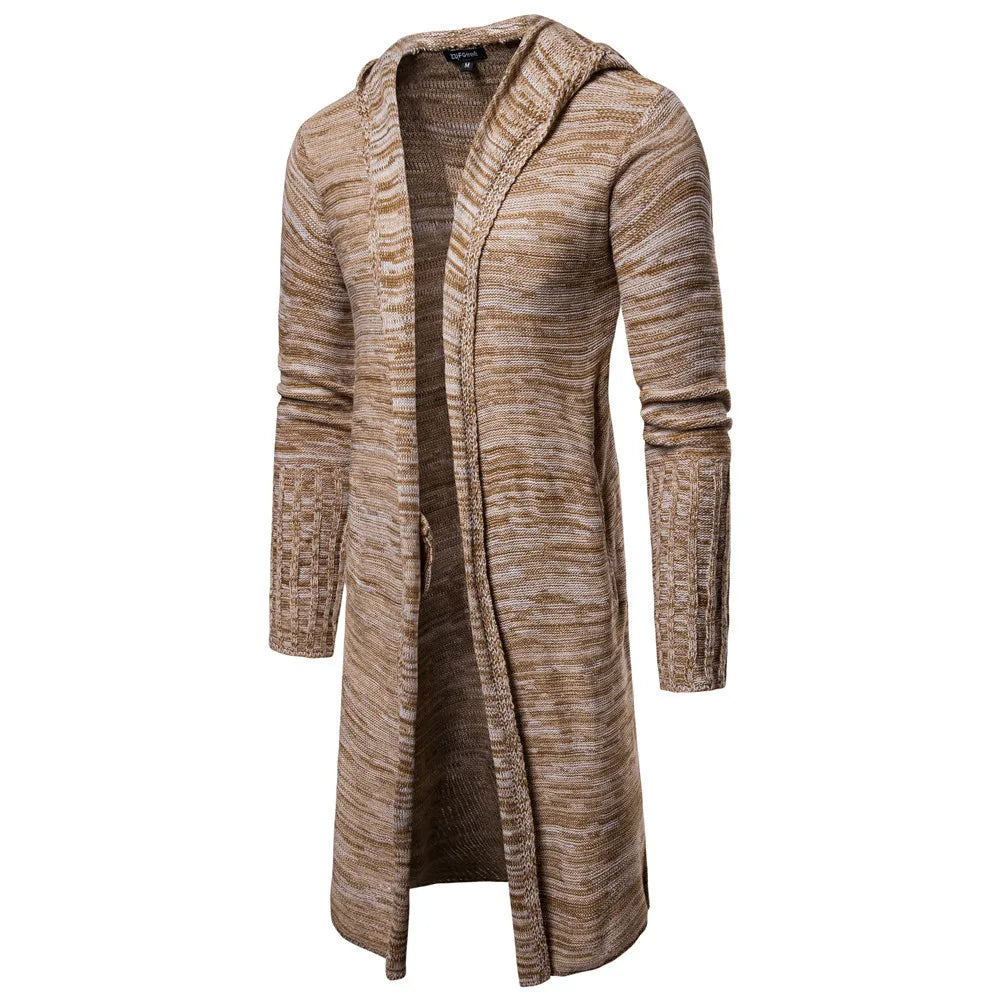 Chaquetas de hombre 2022 primavera otoño nuevo suéter casual para hombre copo de nieve con capucha cárdigan de punto medio largo abrigos de hombre