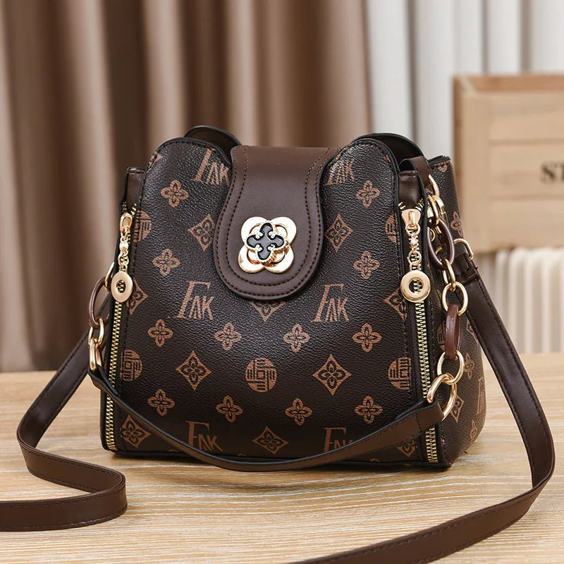 Bolso de hombro nuevo para mujer, bolso de diseñador de lujo para mujer, bolsos de mano de cuero con estampado de monograma, bolso de hombro único