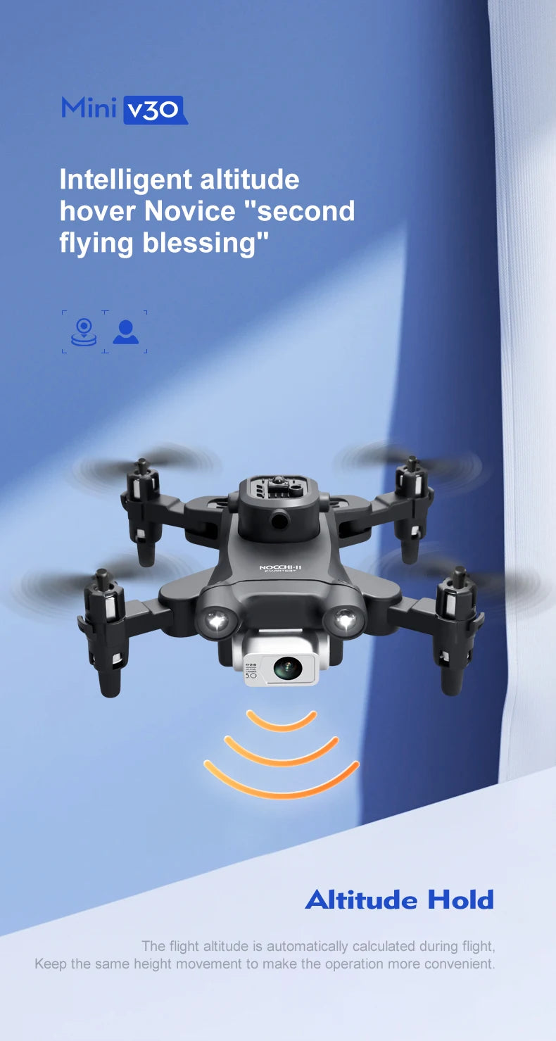 Mini drone 4DRC V30 4K HD double caméra WIFI FPV, drone professionnel à cinq côtés pour éviter les obstacles, hélicoptère RC, jouet cadeau