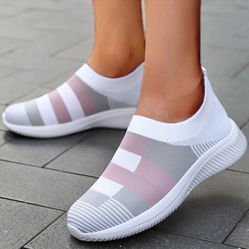 Women's Sneaker Mix Color Mesh Sneakers Shoes For Woman Casual Zapatillas De Mujer Slip-on Footwear Flat Women Vulcanize Shoes