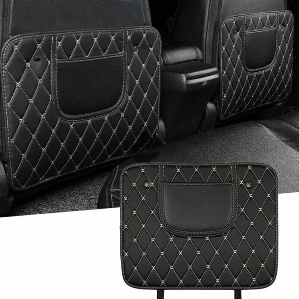 1 alfombrilla protectora para el asiento trasero del coche, alfombrilla antisuciedad, cuero de PU negro, impermeable, resistente a los arañazos, almacenamiento, accesorios para el interior del coche