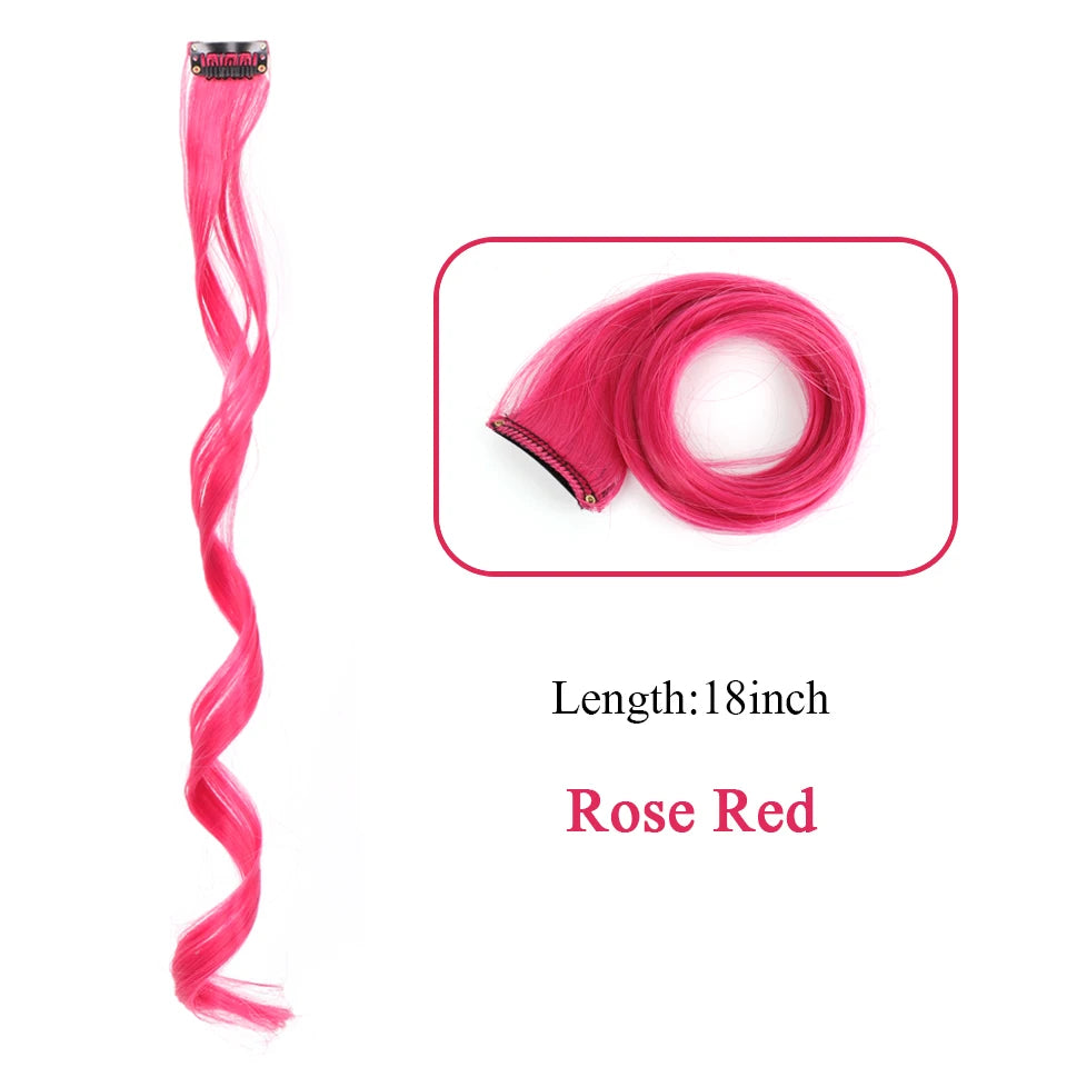 Extensions de cheveux synthétiques longues et bouclées pour femmes, résistantes à la chaleur, à clipser, couleur or, gris, violet, rose, rouge