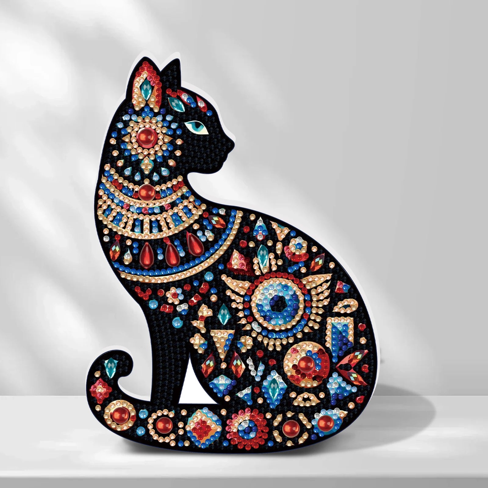 Tabletop Special Shape Diamond Art Painting Kits for Adults,Colorful Cat Thickening DIY Crafts Home Office Tabletop Decor Gift