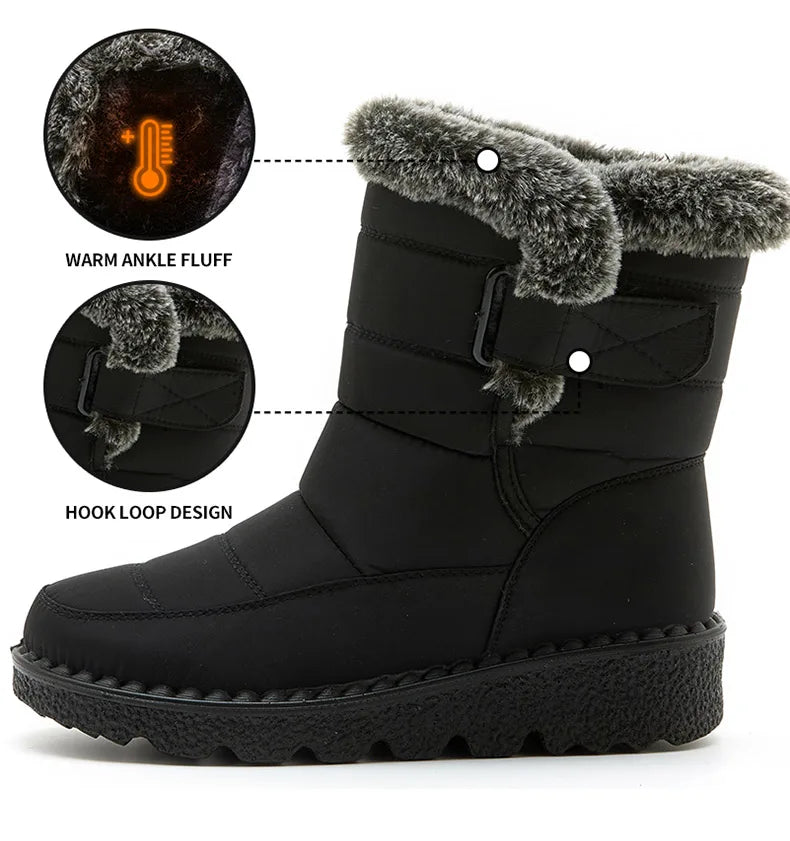 Women's Boots Trend Winter Shoes For Woman Winter Boots Ankle Low Heels Botas Mujer Waterproof Snow Boots With Fur Shoes