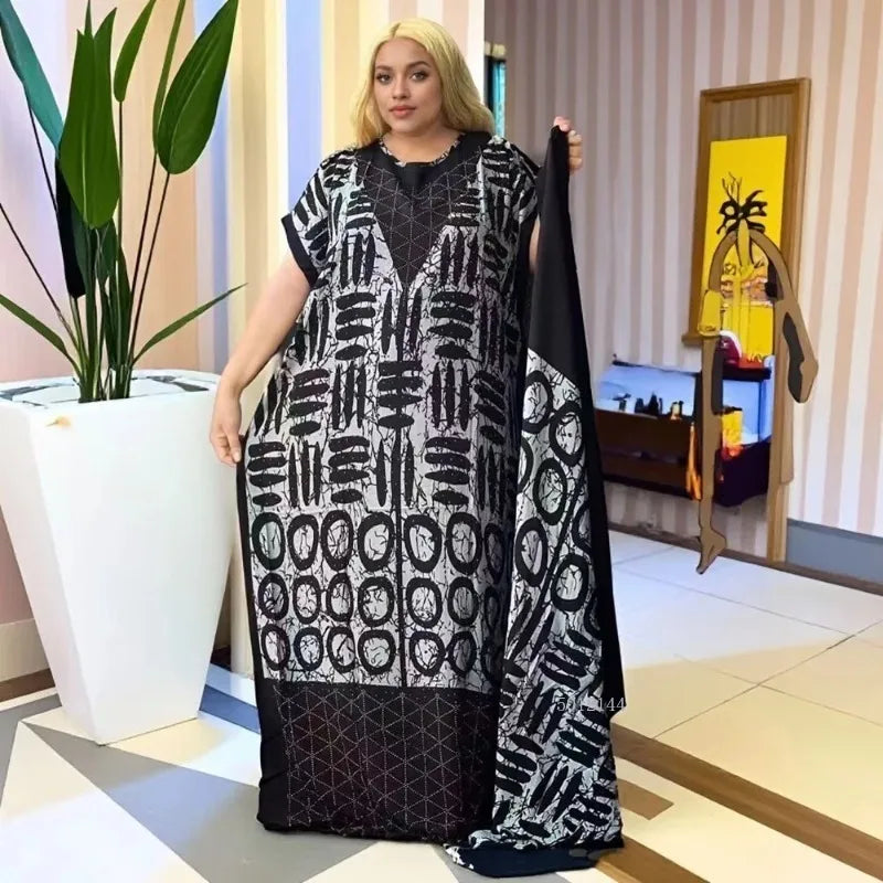 Nuevo Vestido de Algodón Suelto Casual de Verano Transpirable con Estampado Africano de Oriente Medio para Mujer