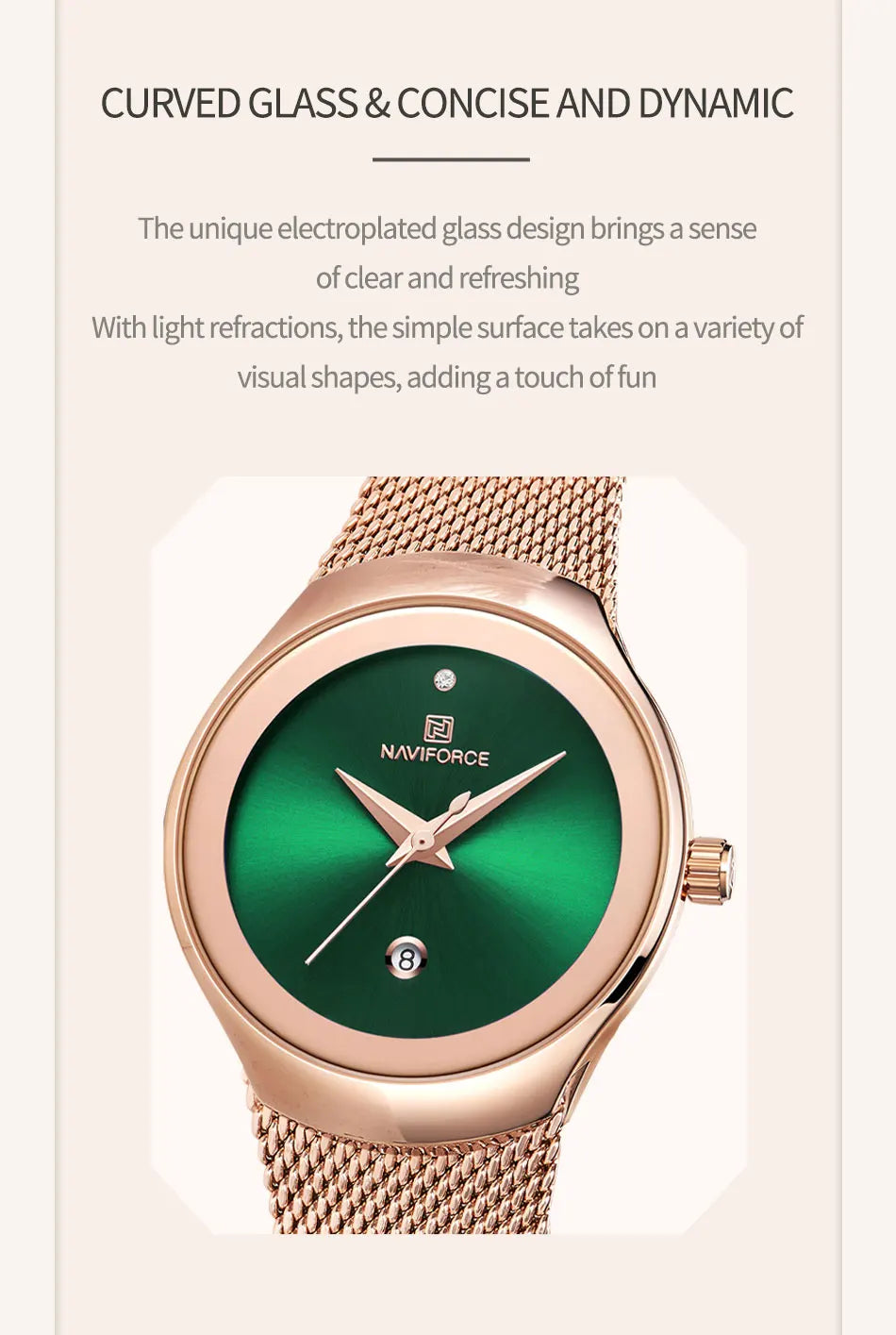 NAVIFORCE 2024 Relojes de mujer Lujo Oro Rosa Ultra Fino Reloj de Señora Lujo Impermeable Reloj de Pulsera de Cuarzo Mujer Reloj Femenino