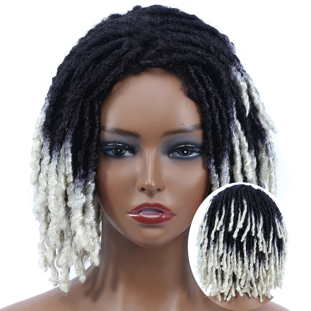 10Inches Braided Wigs Afro Bob Wig Synthetic DreadLock Wigs For Black Woman Short Curly Ends Cosplay Yun Rong Hair