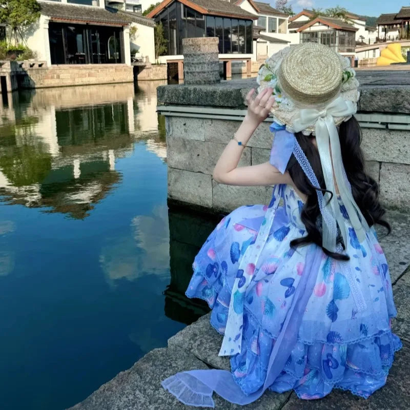 Elegant Lolita hat handmade memory BNT original design pastoral style lolita hat women's summer straw hat