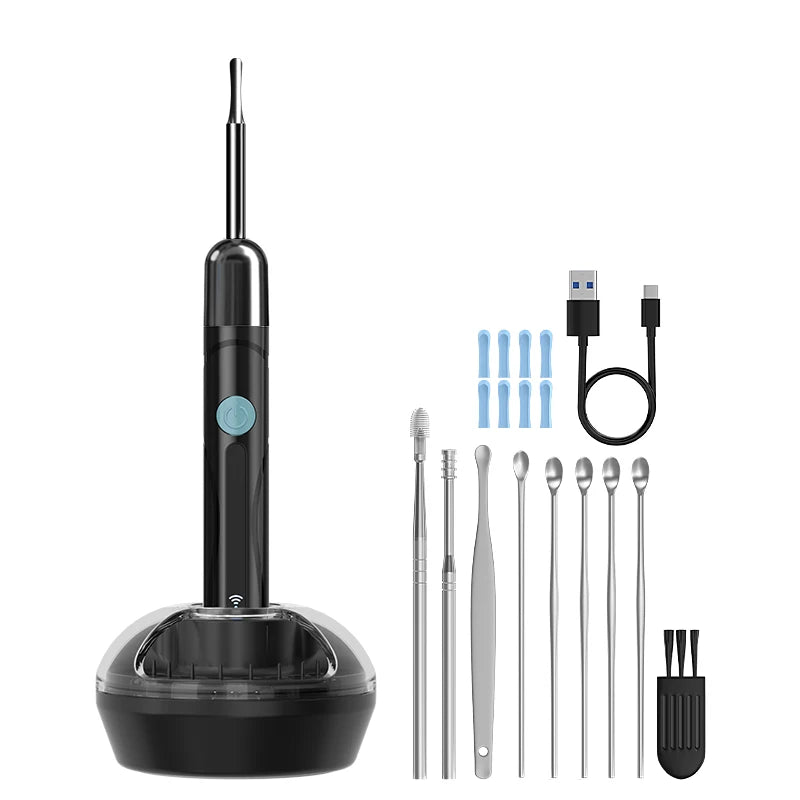 Cámara de limpieza visual de oídos WIFI, removedor de cerumen digital con 6 LED, resistente al agua, 4.2MM HD1080P, estuche con cucharas para oídos