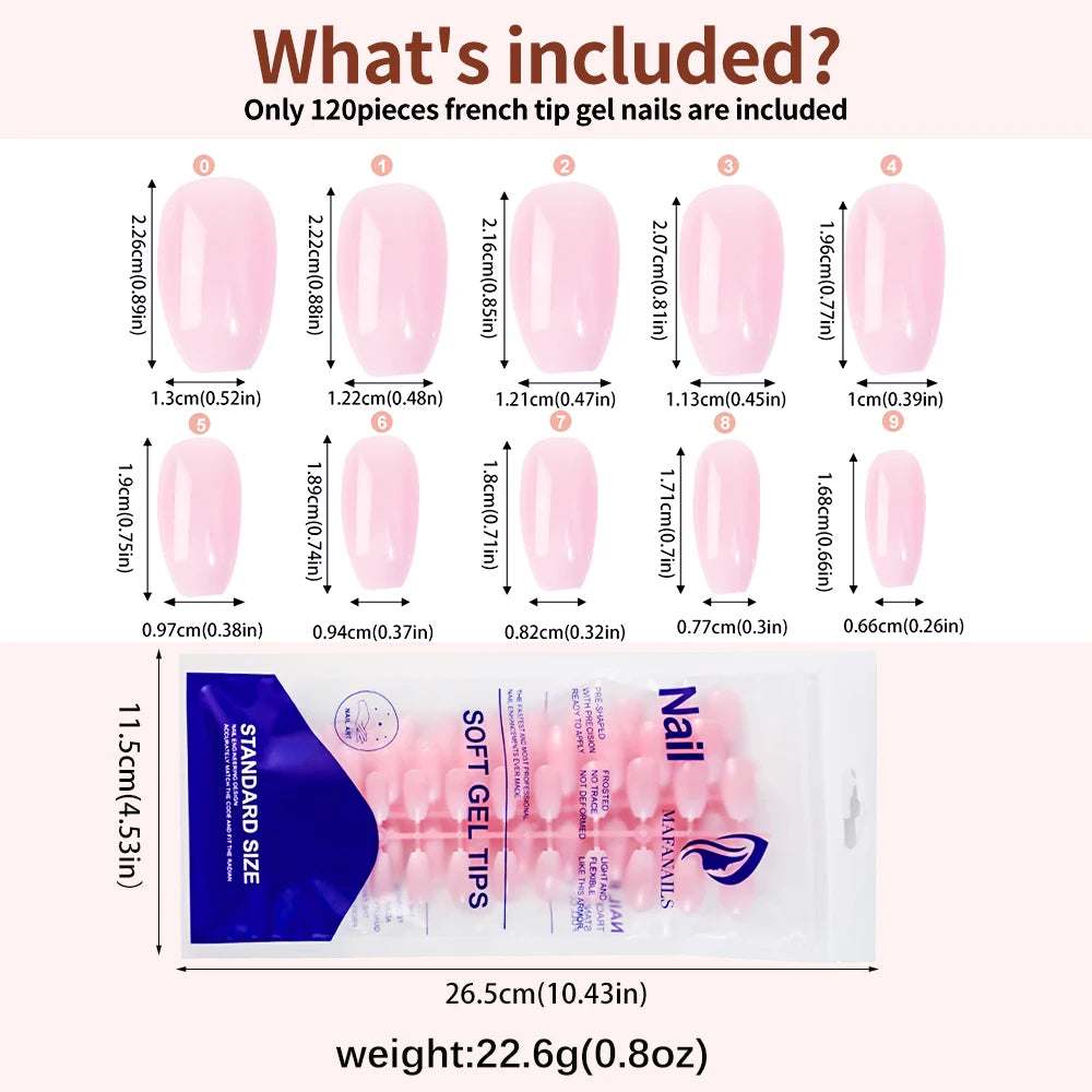 120 Uñas postizas acrílicas hechas a mano con diseño de ataúd de color rosa ombré, brillo, diseño degradado, artificiales