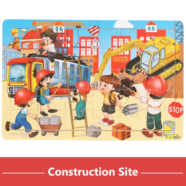 Economy 30piece Montessori 3D Puzzle Cartoon Animal Wooden Jigsaw Puzzle Board Game Educational Toys For Children Gifts