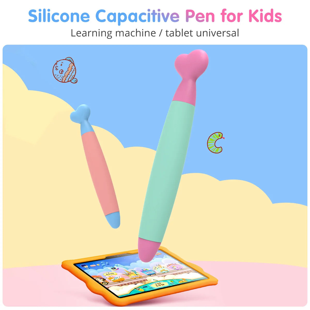 Cute Touch Screen Pen Stylus Silicon Writing Drawing Handwriting Touch Screen Pen for Kids Compatible with Tablet Phone for iPad