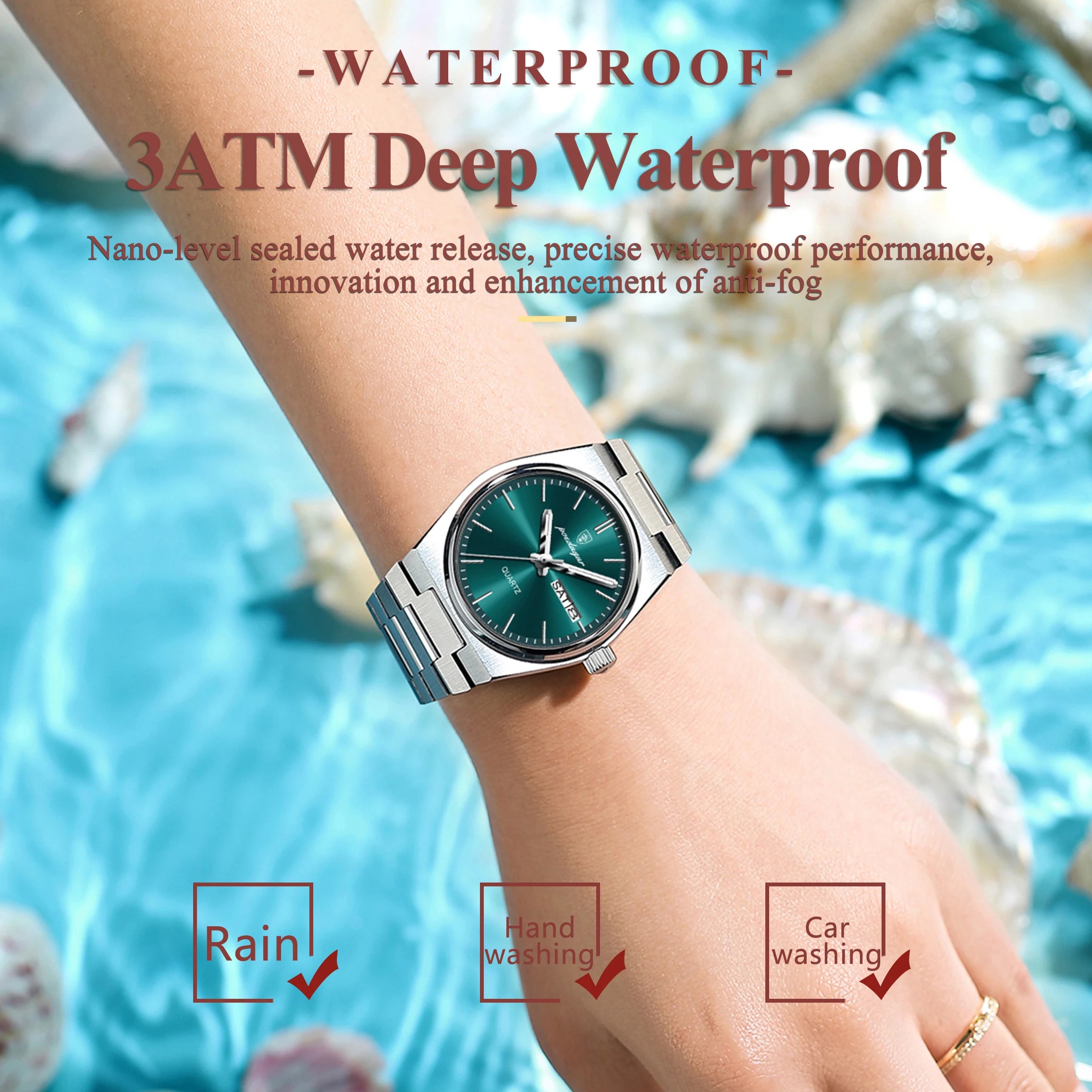 POEDAGAR Relojes Elegantes para Mujer Impermeable Luminoso Fecha Semana Reloj de Cuarzo de Acero Inoxidable para Mujer Reloj de Pulsera de Moda