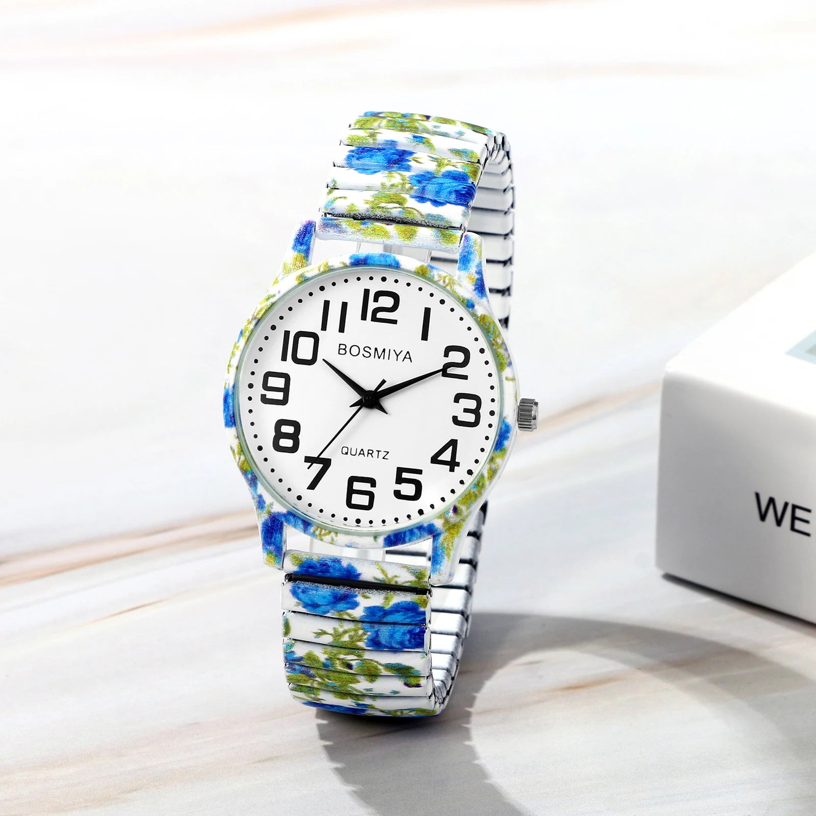 LANCARDO Men's and Women's Elastic Band Watch Quartz Watch Easy to Wear Arabic Numerals Scale Printing Decoration