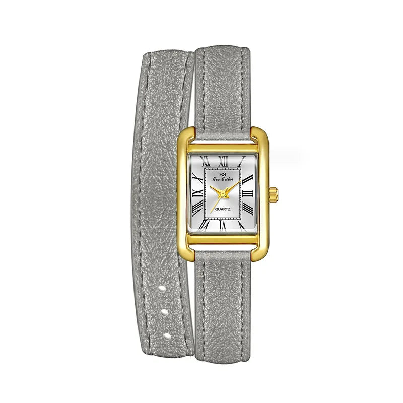 Reloj de mujer elegante retro pequeño cuadrado, correa de cuero de alta calidad, reloj de pulsera impermeable, regalo para novia