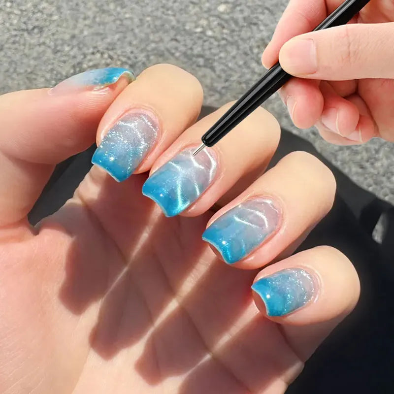 1/2pcs 3D Water Ripple Vortex French Cat Eye Nail Magnetic Pen Suction Steel Ball Magnet Pen Nail Tools Gel Nail Polish Magnetic