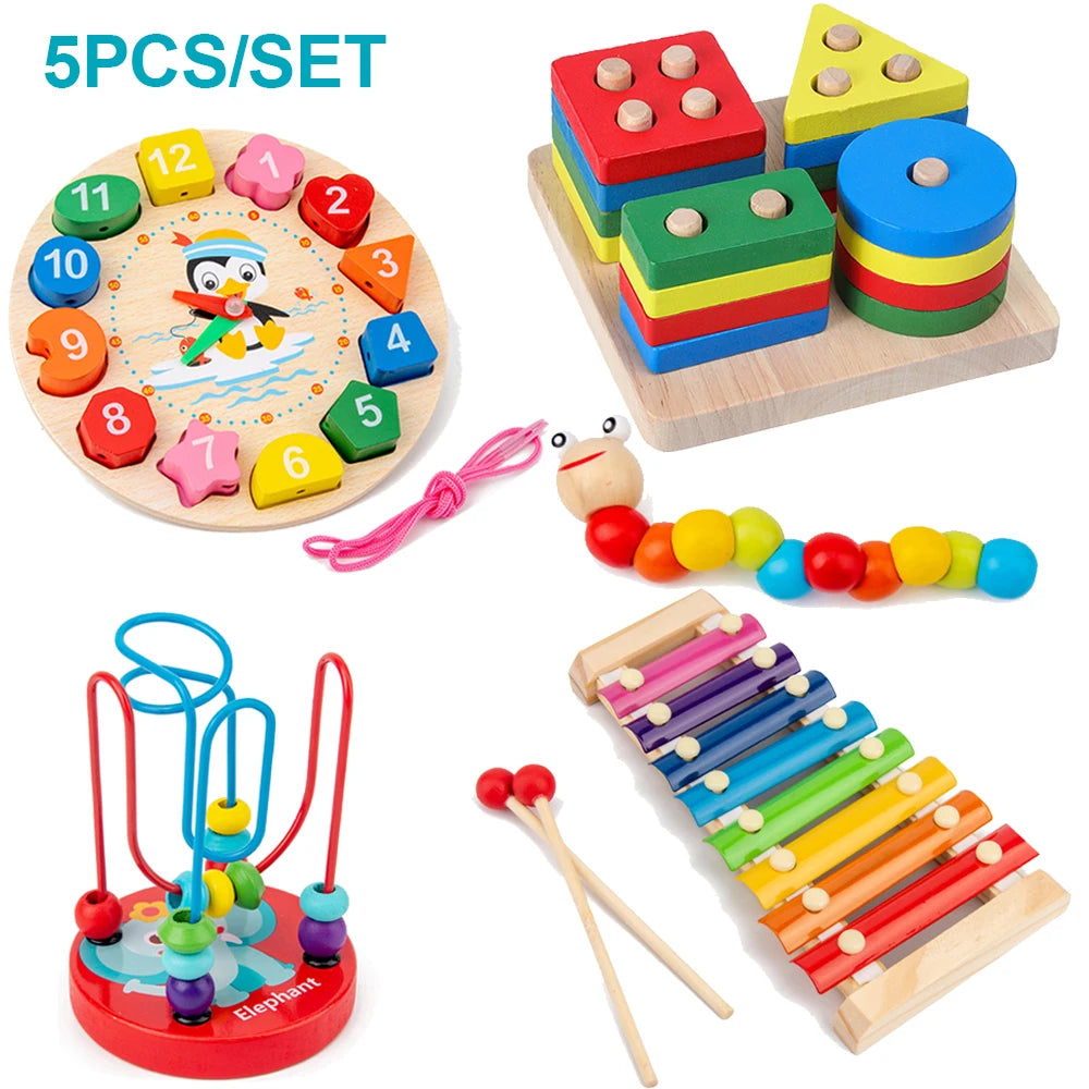 Montessori Bebé Juguetes Niños Rompecabezas 3D Madera Juegos Bebé Aprendizaje Temprano Juguetes Educativos Madera Para Niños Regalos Cumpleaños