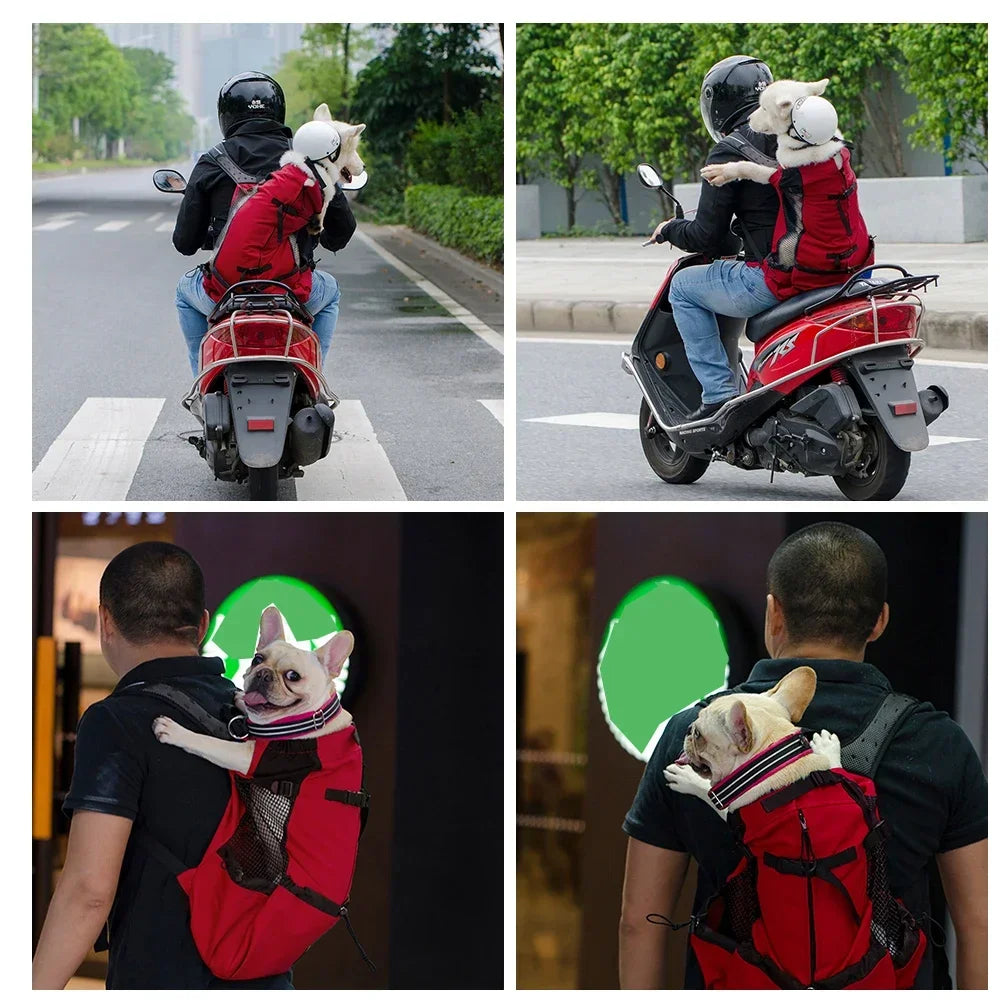 Bolsa transportadora transpirable para perros, mochila portátil para viajes al aire libre, transportadores reflectantes para gatos, accesorios para perros Bulldog Francés