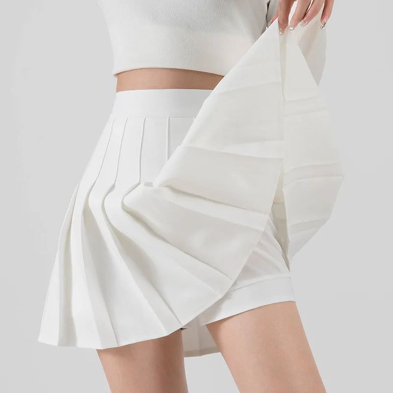 Women's Skirt Korean Style Miniskirt A-line Short Rokken College Girls Falda Short De Mujer Black Pleated Skirt with Shorts