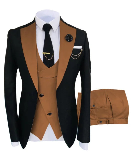 Nuevo Traje de Hombre Ropa Popular Lujo Fiesta Escenario Traje de Hombre Padrinos de Boda Ajuste Regular Esmoquin Conjunto de 3 Piezas Chaqueta+Pantalones+Chaleco