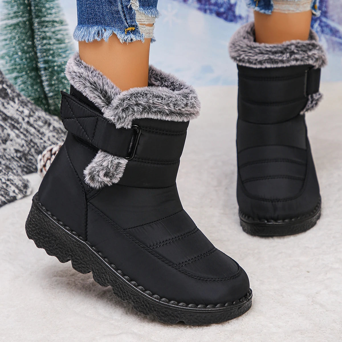 Women Anti-slip Snow Boots Winter Outdoor Warm Designer Shoes Women Comfortable Plus Size Platform Ankle Boots Zapatos De Mujer