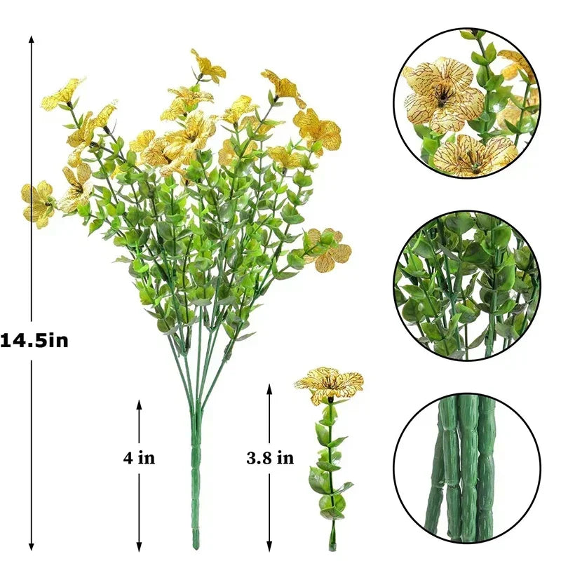 Flores artificiales para exterior, resistentes a los rayos UV, plantas sintéticas para jardín, bodas, hogar, cocina, decoración de granja, plantas artificiales