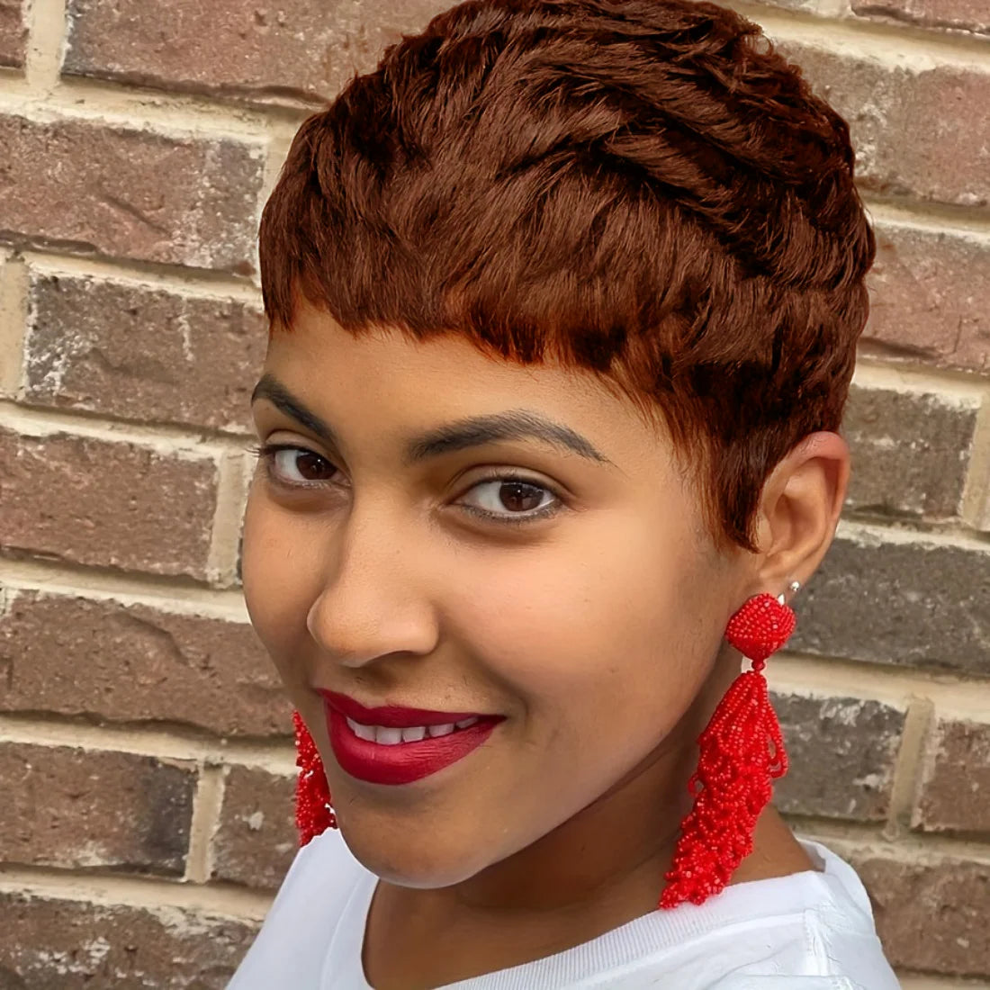 Pelucas Pixie Cut Peluca Corta de Cabello Humano para Mujeres Peluca Ondulada Negra Natural Cabello Remy Hecho a Máquina Completo