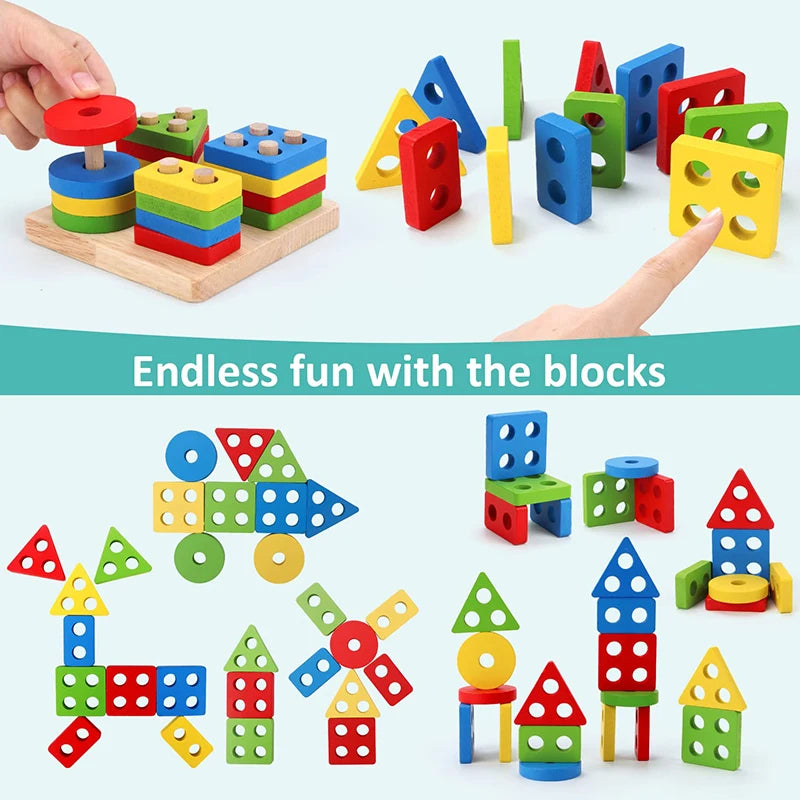 Montessori Bebé Juguetes Niños Rompecabezas 3D Madera Juegos Bebé Aprendizaje Temprano Juguetes Educativos Madera Para Niños Regalos Cumpleaños