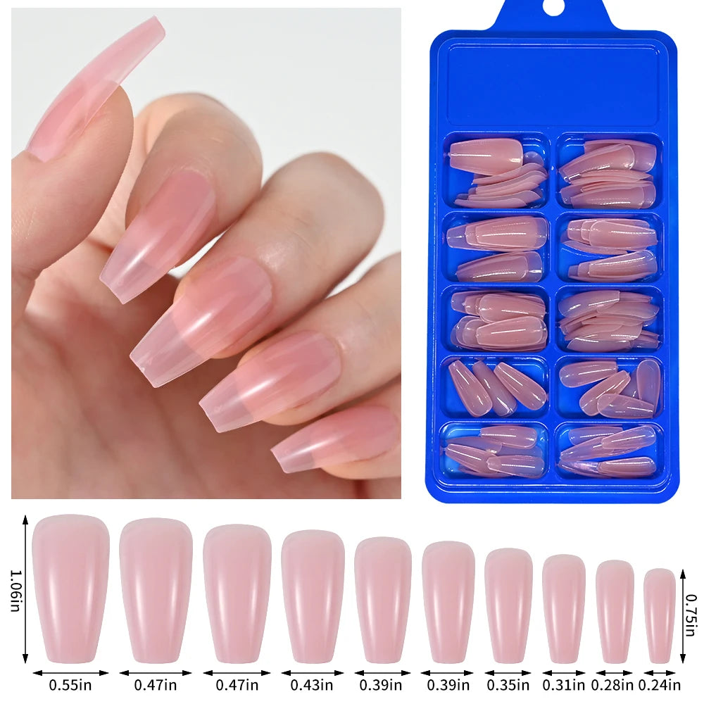 150/100/24Pcs Pink Matte French Press On Nail Tips Soft Full Cover Fake Nails Oval Almond False Nails Natural Extension Manicure