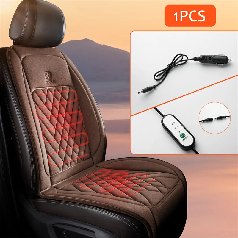 Funda de asiento de coche con calefacción de 12-24 V de calentamiento rápido en 30' universal Calentador de asiento de coche Cojín de calefacción de coche de invierno Almohadillas térmicas de respaldo cálido