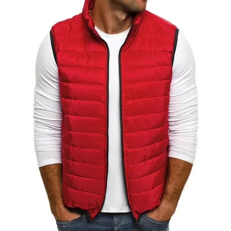 Chalecos sin mangas para hombre, moda de invierno, chalecos de algodón acolchados para hombre, abrigos, chalecos cálidos con cuello alto para hombre, ropa 5XL