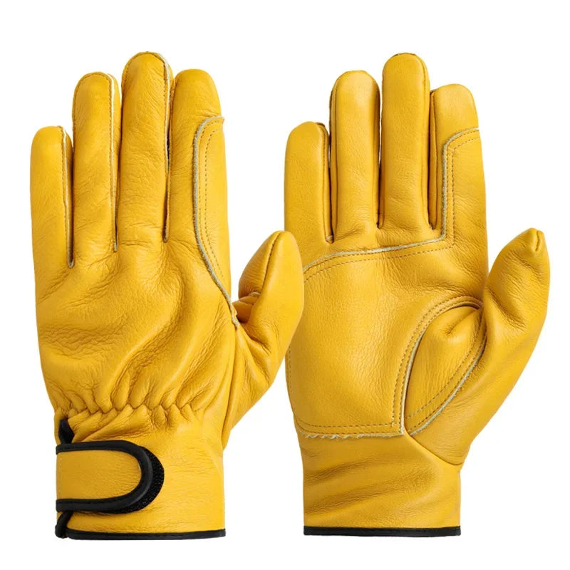 Guantes de trabajo Cuero de vaca Trabajadores Soldadura Protección de seguridad Jardinería Deportes Motocicleta Conductor Guantes resistentes al desgaste