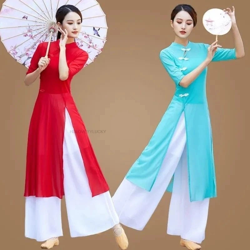 Women’s Vietnamese Ao Dai – Elegant Long Cheongsam Dress for Dance & Performance
