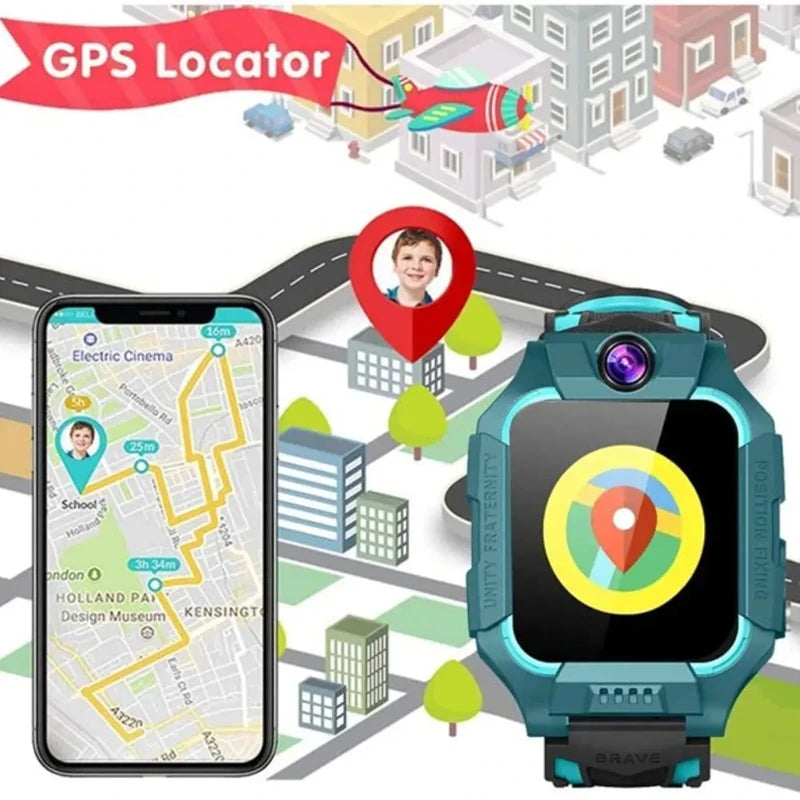 Montre connectée SOS pour enfants, avec carte SIM 4G, étanche IP67, prise de photos à distance, compatible avec Android et iOS, cadeau idéal 2025
