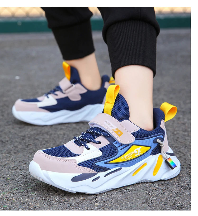 Zapatillas deportivas de malla para niños y niñas, transpirables y antideslizantes, para correr, caminar, zapatillas casuales infantiles