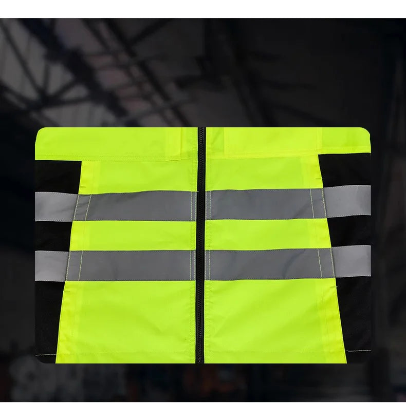 Trajes de trabajo de alta visibilidad amarillos para el invierno, conjunto de chaqueta impermeable de alta visibilidad 3 en 1 con forro y pantalones de trabajo para hombre