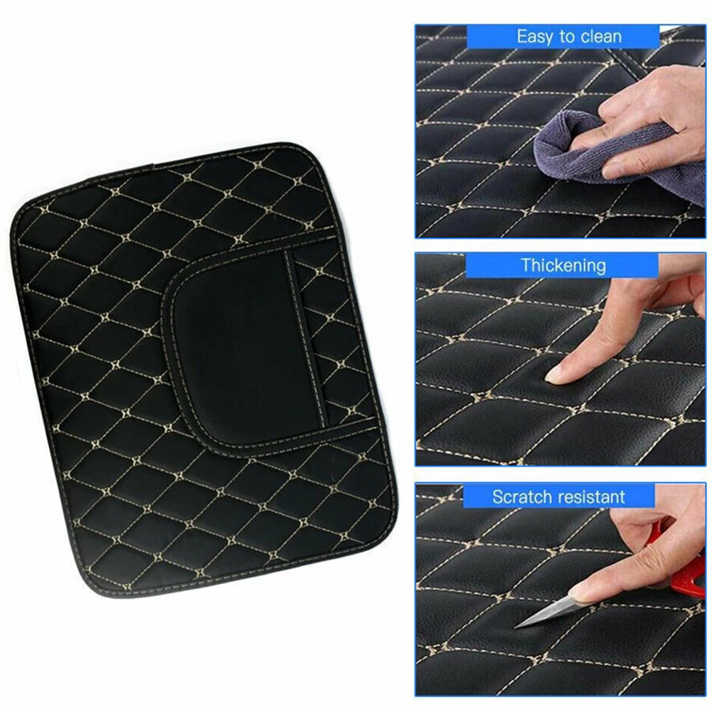1 alfombrilla protectora para el asiento trasero del coche, alfombrilla antisuciedad, cuero de PU negro, impermeable, resistente a los arañazos, almacenamiento, accesorios para el interior del coche