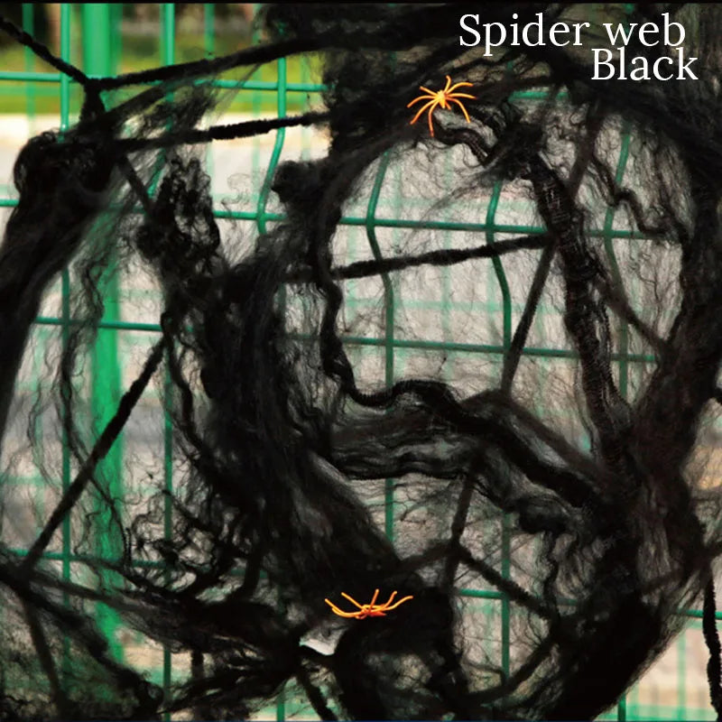 Decoraciones de Halloween Telaraña artificial Telaraña elástica Telaraña de miedo Decoración de Halloween para bar Accesorios de escena de casa embrujada