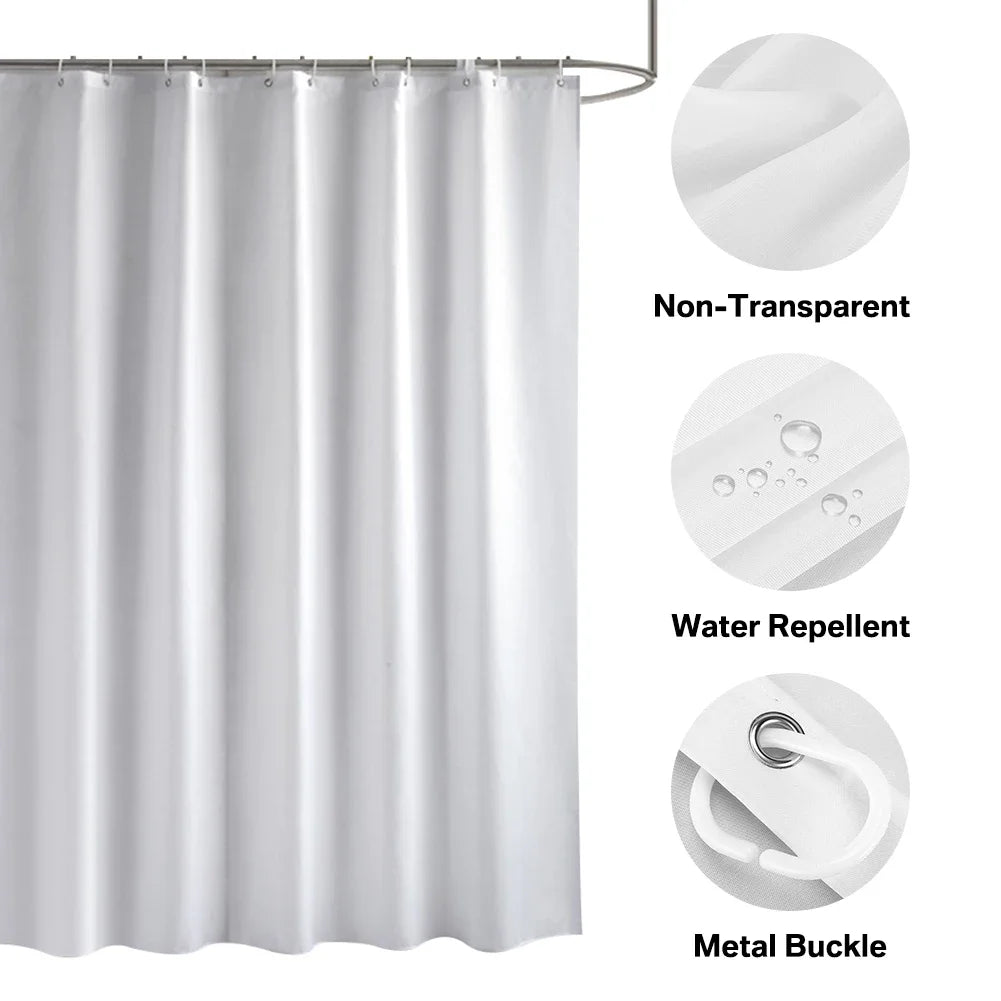 180-230cm Shower Curtains Waterproof Heavy Duty Thick Fabric Bath Curtain for Hotel Bathroom Bathtub Solid White Private Cover