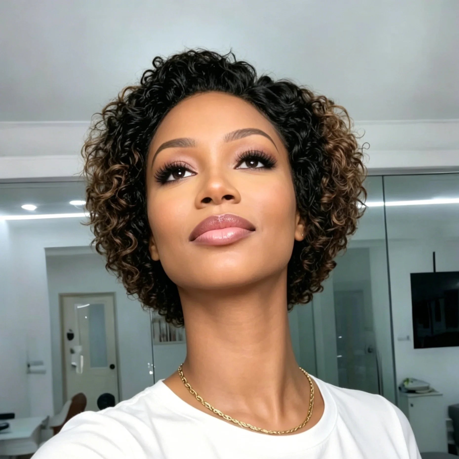 Curly Pixie Cut Wigs 13*4 Lace Front Wigs Brazilian Human Hair Natural Short Hair Style 180% Density