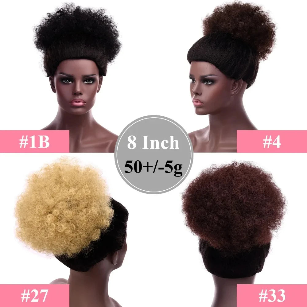 Synthetic Afro Puff Drawstring Ponytail for Black Women Short Kinky Curly Afro Ponytail Hair Puffs Afro Bun Ponytail