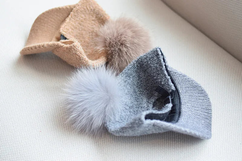 Gorra de béisbol unisex de invierno de moda para mujer, gorro de papá de lana de cordero de lujo con pompón de piel, gorra de papá cálida para invierno al aire libre de Hip Hop